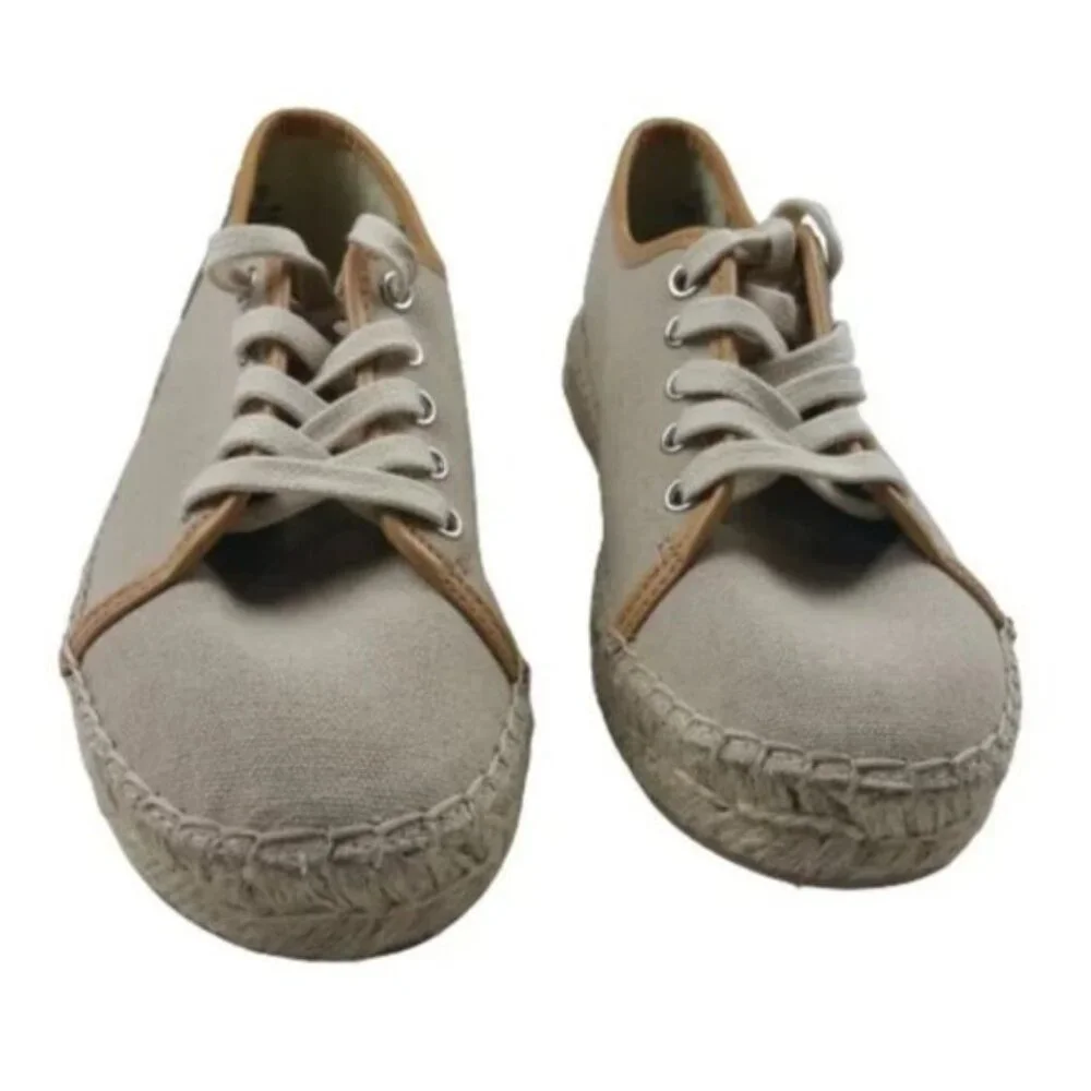 Sam Edelman Canvas Lace Up Espadrille Shoes NWOT Neutral Low Top Casual